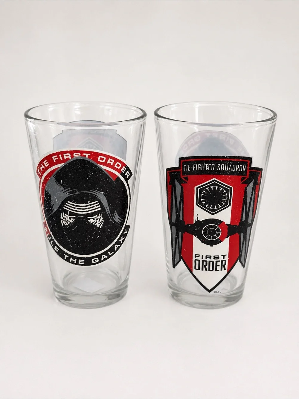Star Wars First Order Pint Glasses Set of 2 Kylo Ren TIE Fighter Squadron LFL